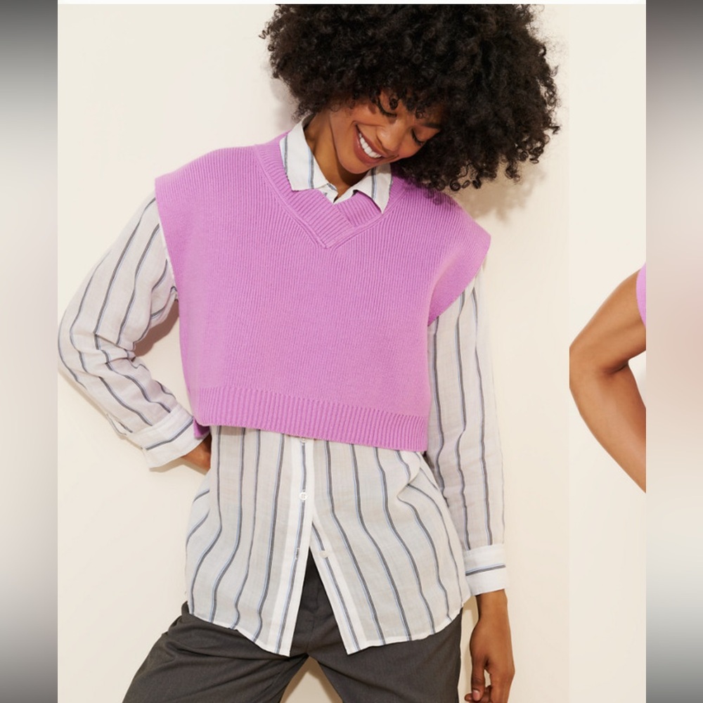 Free People Easy Street Sweater Vest in Purple size Medium